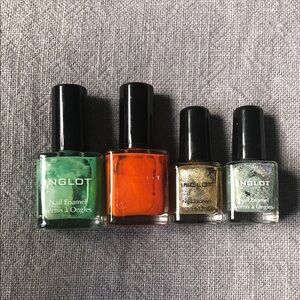 INGLOT Nail Enamel Set - Green, Orange, Gold, Iridescent